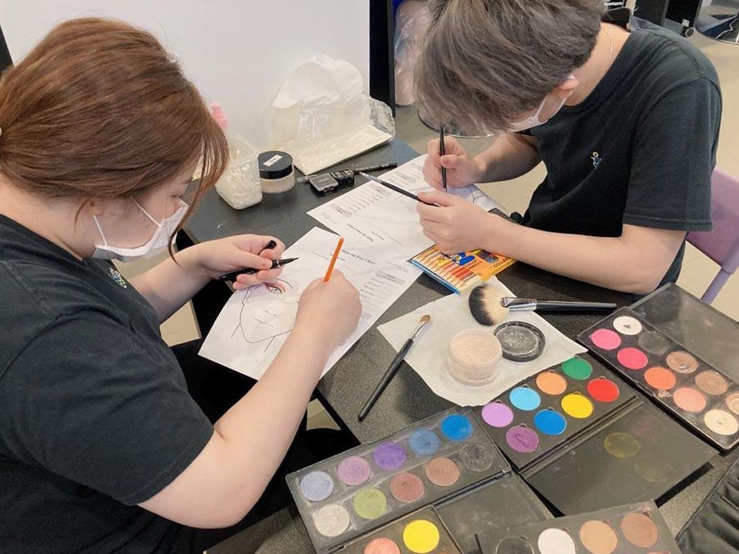 Student designed the make-up face chart for stage make-up